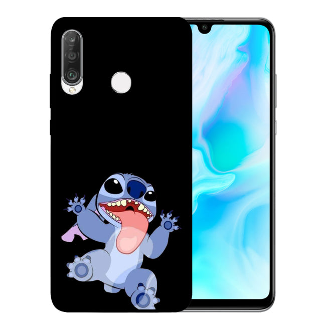 Cute cartoon stitch Case For Huawei P50 P20 P30 P40 Lite E Mate 10 20 Lite Pro Black Soft Cover