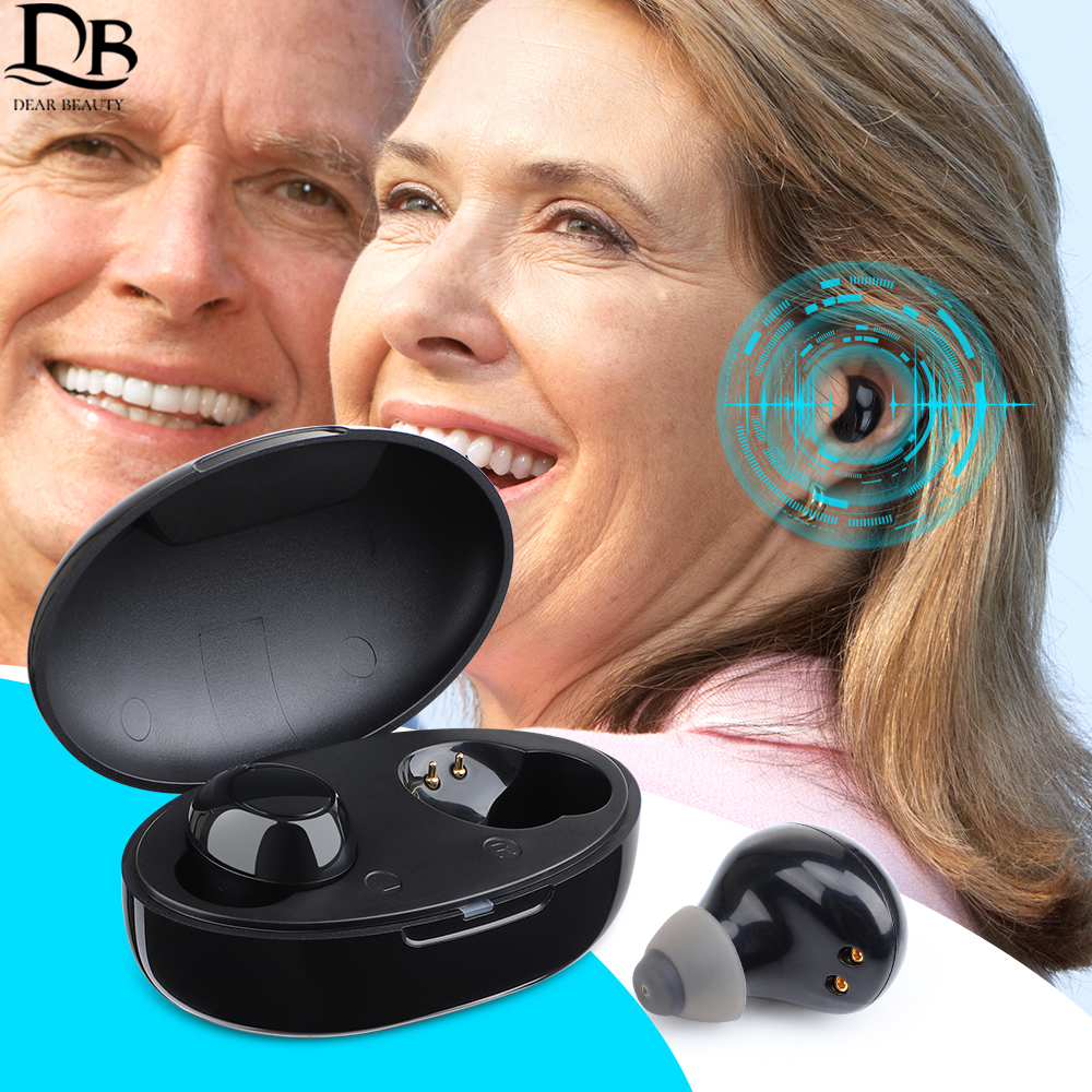 1 Pair USB Rechargeable Mini In Ear Portable Invisible Hearing Aids Assistant