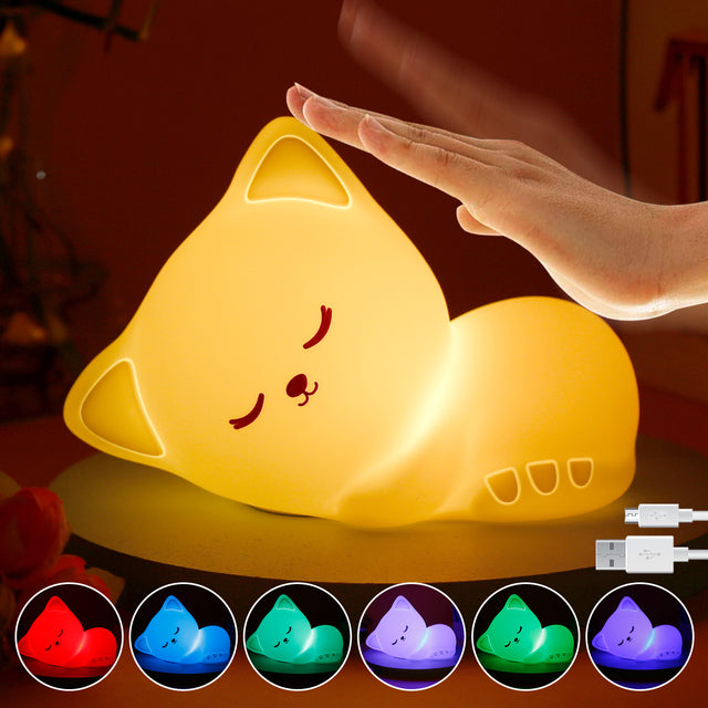 Cat LED Night Light Touch Sensor Remote Control 7/9 Colors Changing