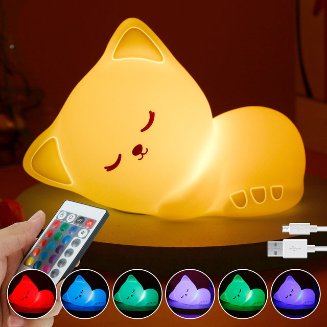 Cat LED Night Light Touch Sensor Remote Control 7/9 Colors Changing