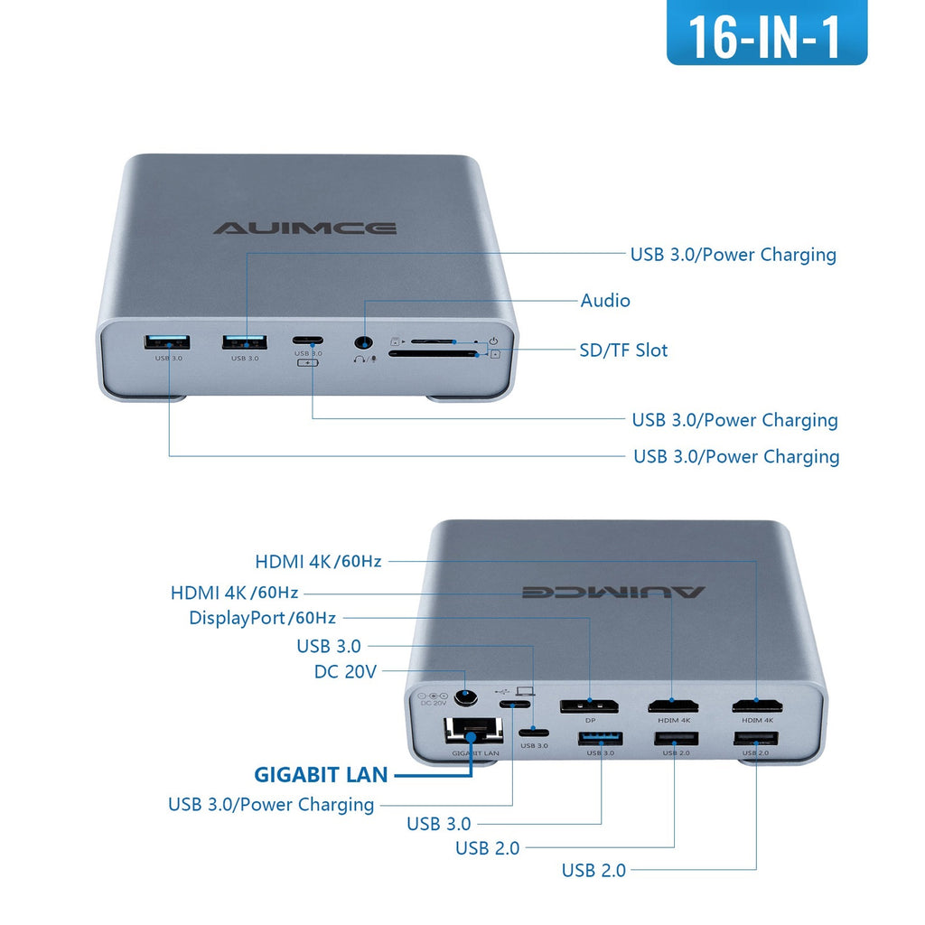 NEW 16 in 1 Triple Display USB C Docking Station