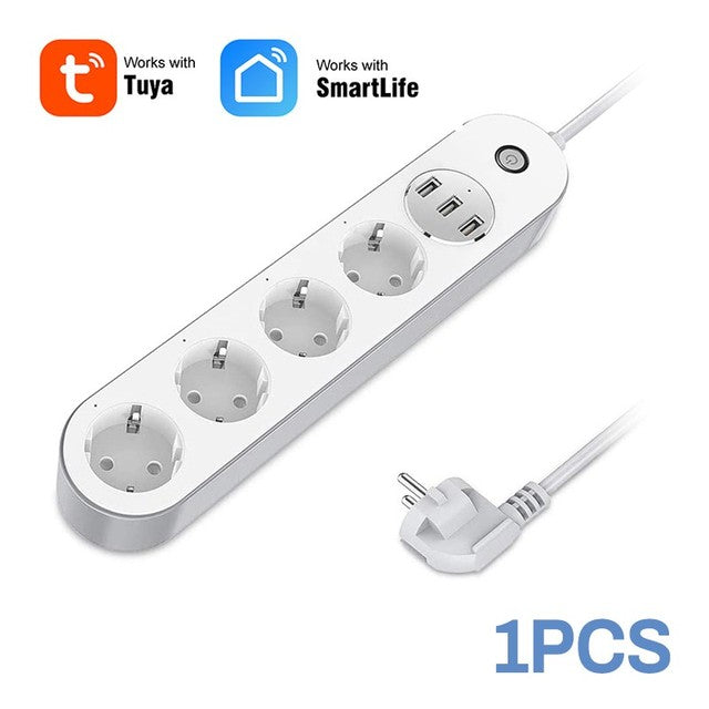 Wifi Smart Power Strip 4 EU Outlets Plug With 3 USB Charging Port