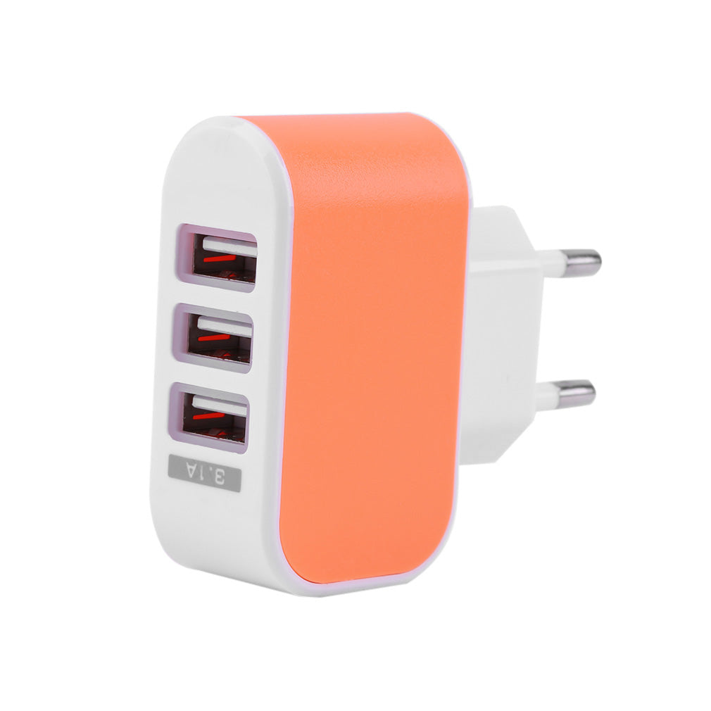 3 USB Port Wall Home Travel AC Power Charger Adapter