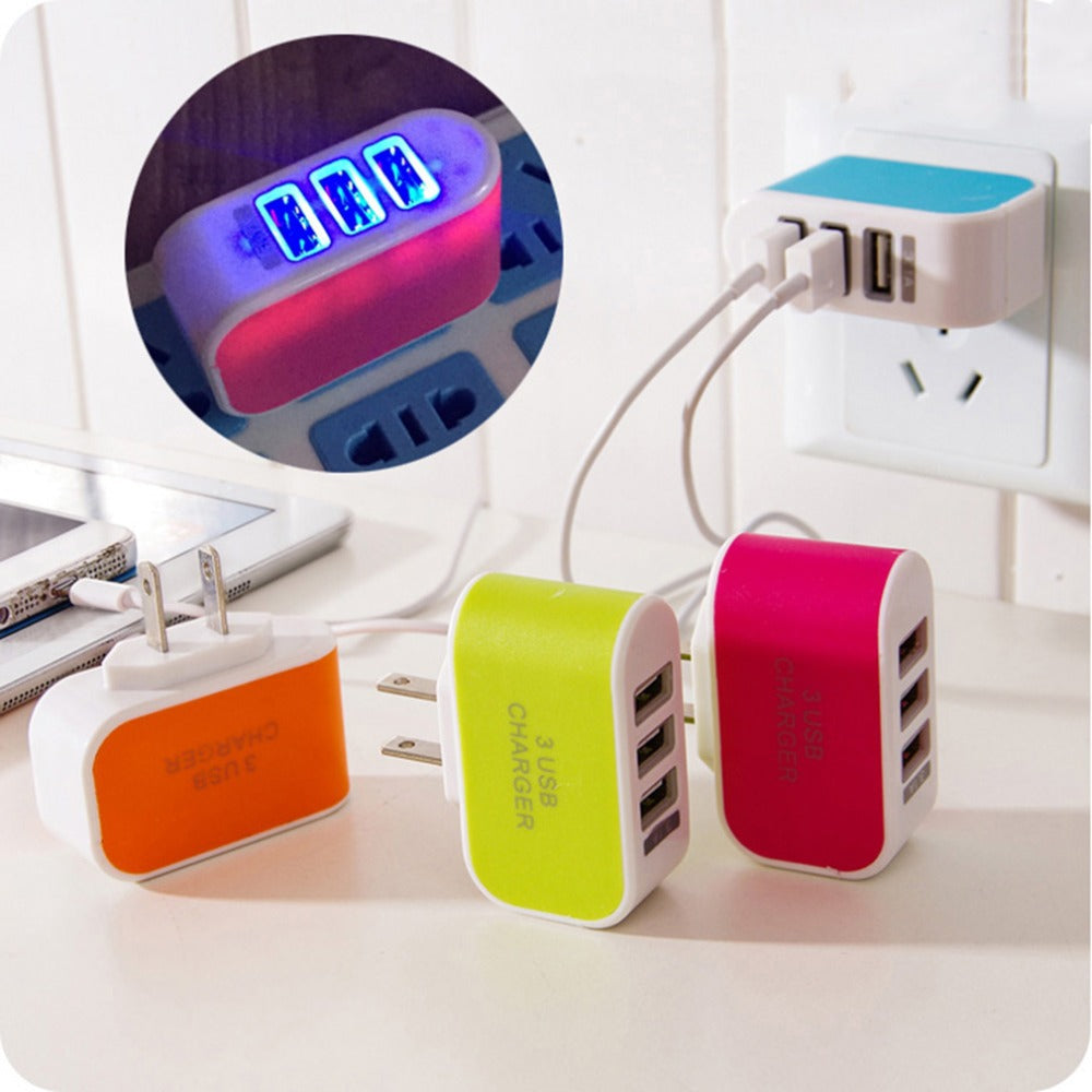 Triple USB 3 Ports Wall Home Travel AC Power Charger Adapter