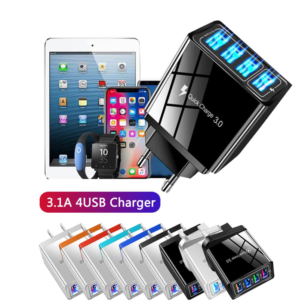 4 Port Fast Quick Charge QC 3.0 USB Hub Wall Charger