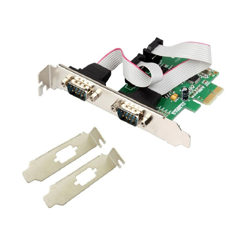 PCI Express 2 Ports Serial RS232 COM DB9 Controller Card PCI-e 1.0 x 1 WCH 382 Chip with Low Profile Bracket
