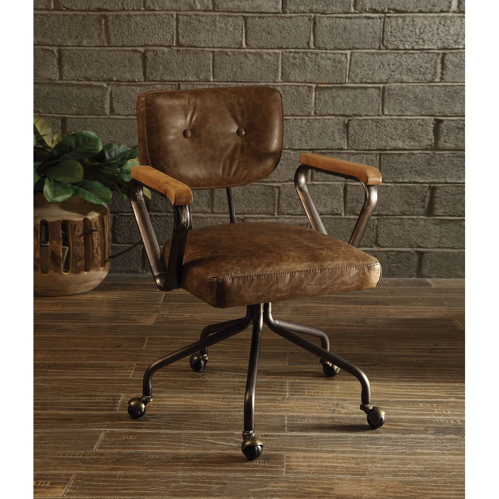 Furniture Hallie Office Chair in Vintage Whiskey Top Grain Leather