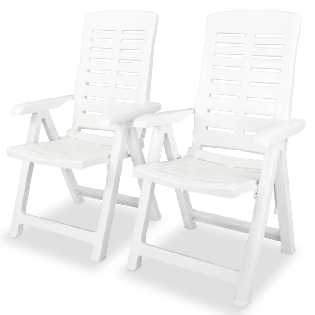 Reclining Garden Chairs 2 pcs Plastic White