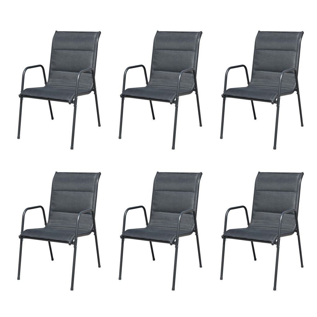 Stackable Garden Chairs 6 pcs Steel and Textilene Black