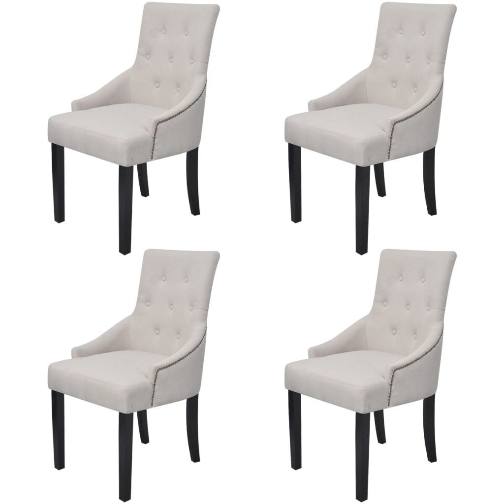 Dining Chairs 4 pcs Cream Fabric