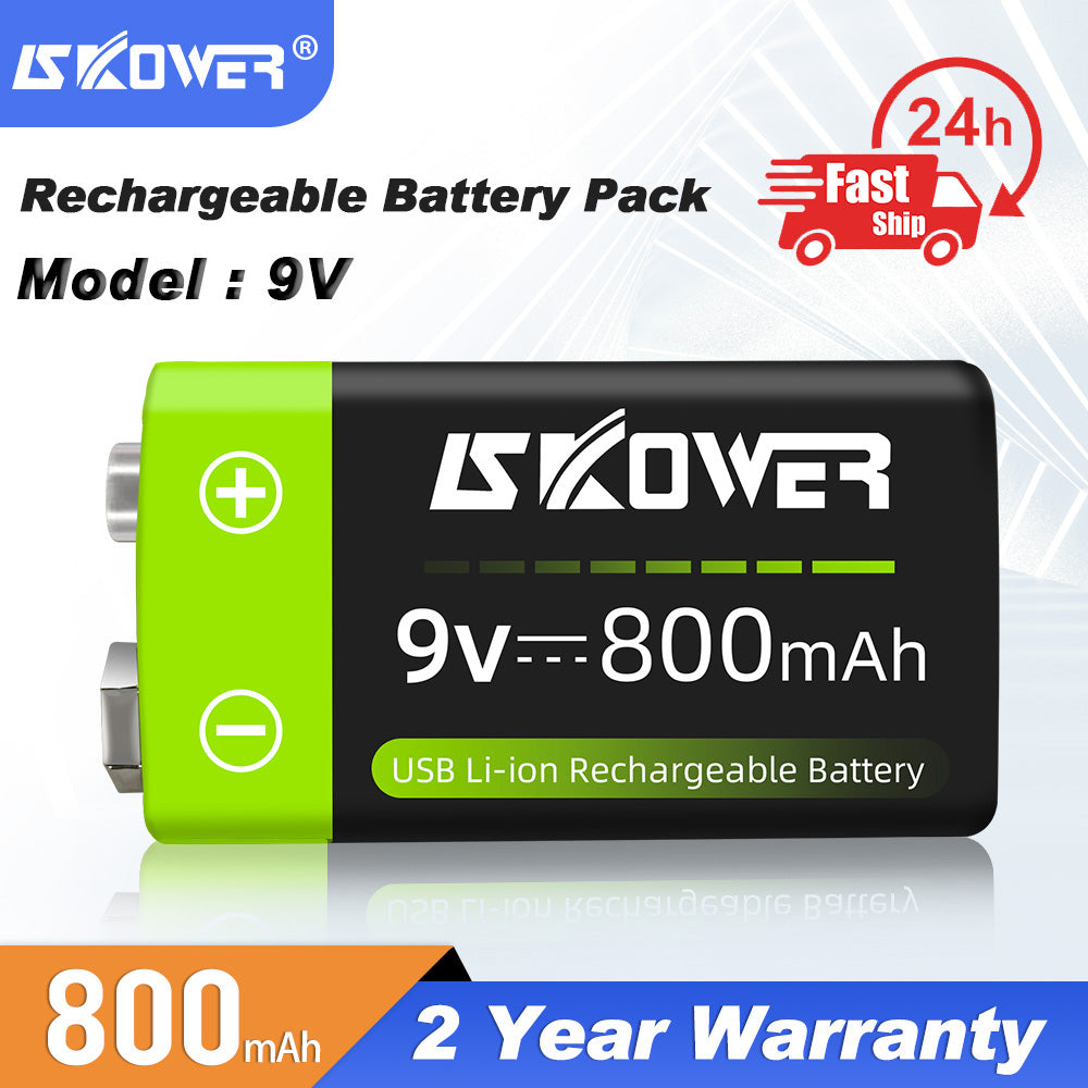 9V 800mAh Micro USB 6F22 9V Li-ion Rechargeable Battery