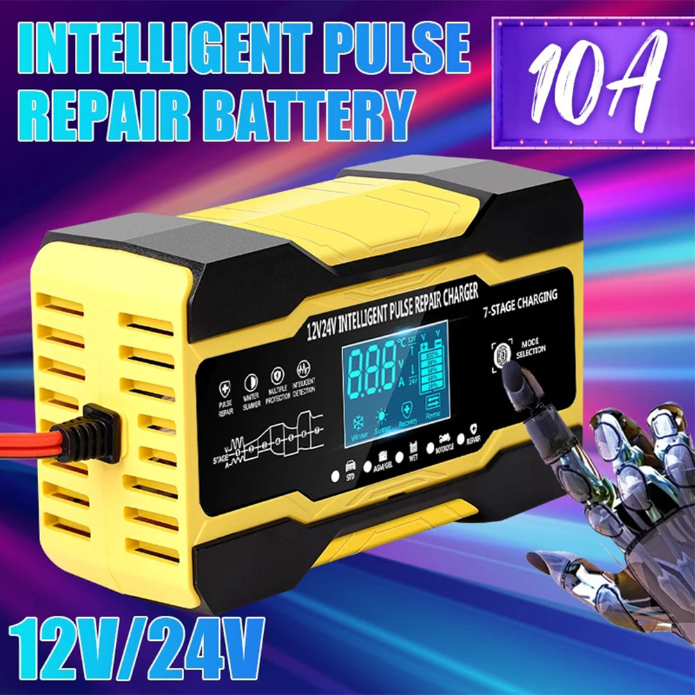 GEL WET Lead Acid Battery Charger LCD Display