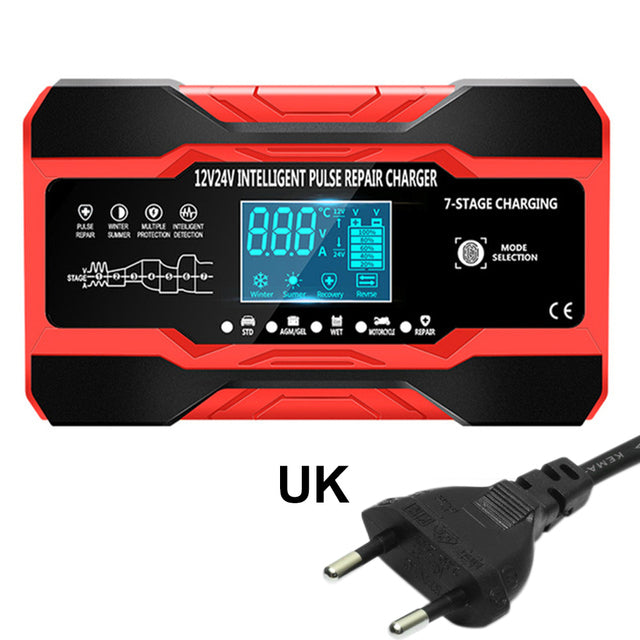 GEL WET Lead Acid Battery Charger LCD Display