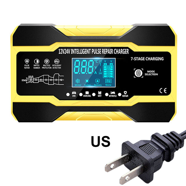 GEL WET Lead Acid Battery Charger LCD Display