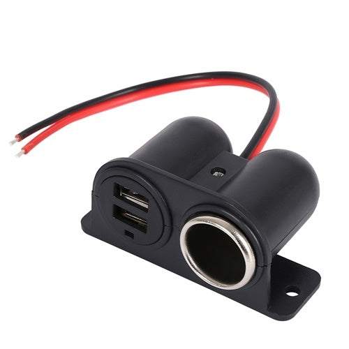 4 Way Multi Socket Dual USB Charger Supply Car Cigarette Lighter