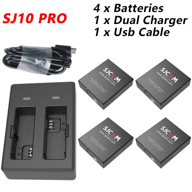 Original SJCAM 4pcs Battery + Dual Charger