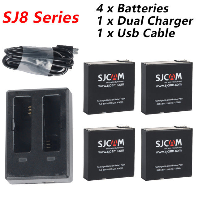 Original SJCAM 4pcs Battery + Dual Charger