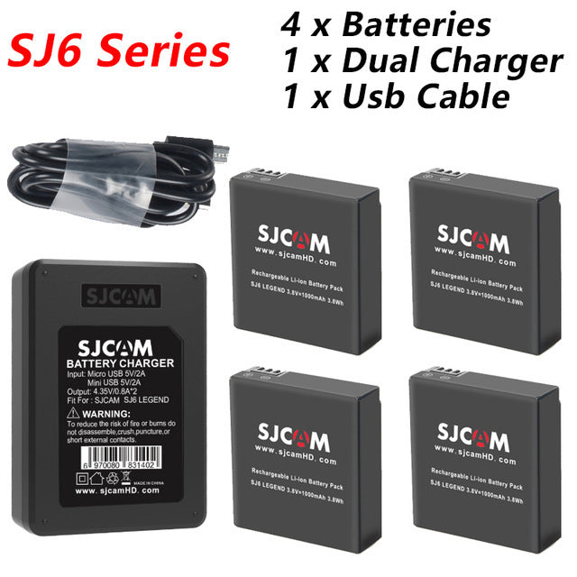 Original SJCAM 4pcs Battery + Dual Charger