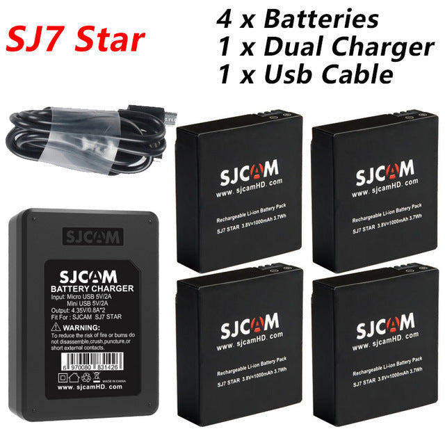 Original SJCAM 4pcs Battery + Dual Charger