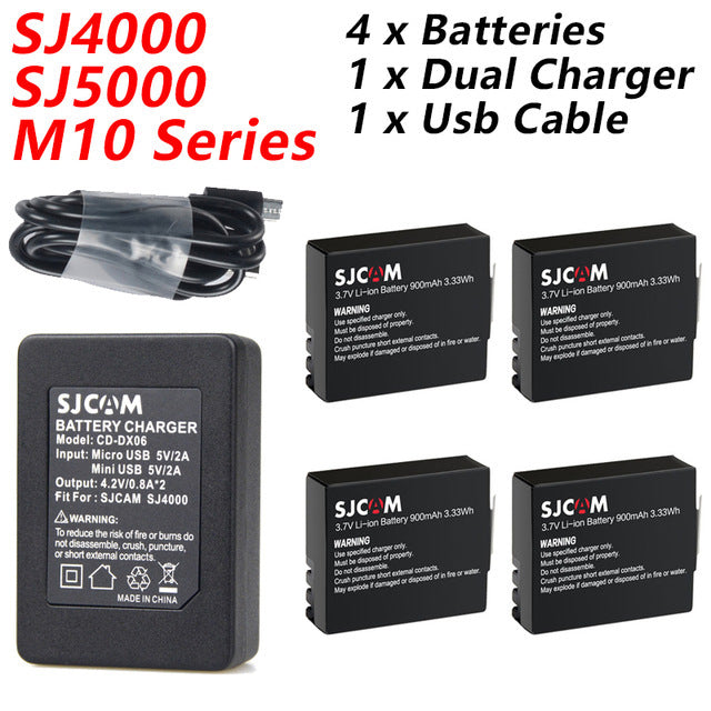 Original SJCAM 4pcs Battery + Dual Charger