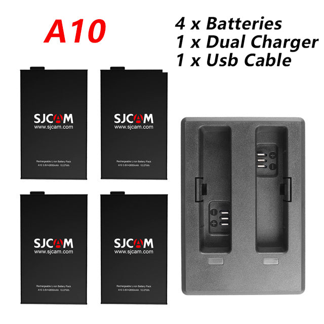 Original SJCAM 4pcs Battery + Dual Charger