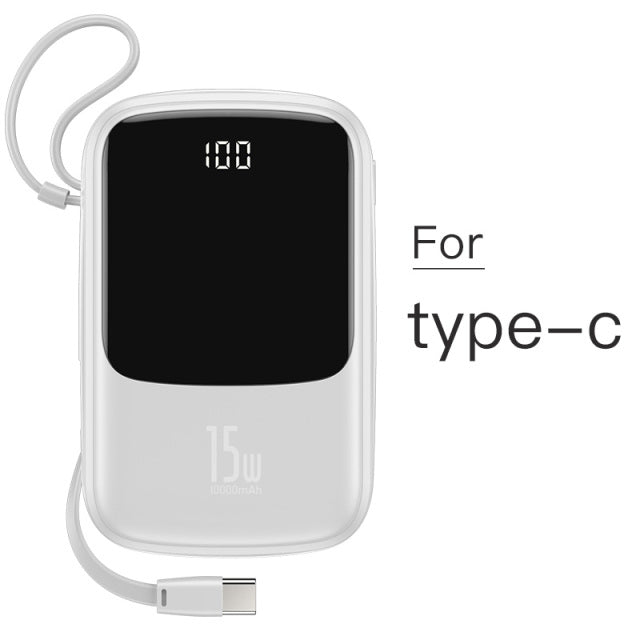 Baseus Power Bank 10000mAh Built-in Type C Cable 3A 15W Powerbank