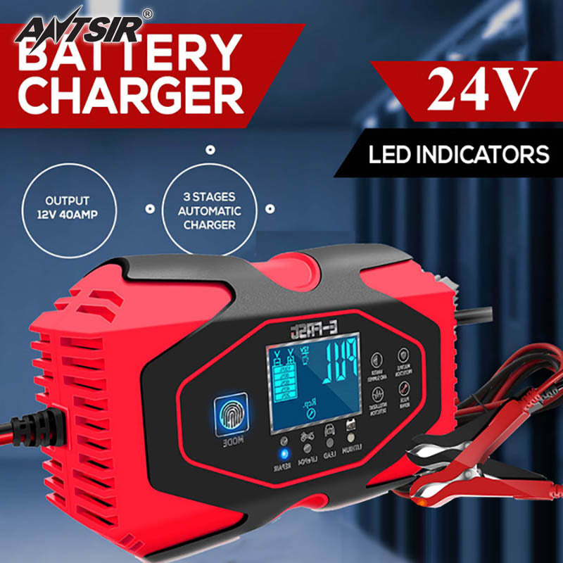 12V/24V Lithium Battery Charger LED Touch Screen Pulse Repairing Charger